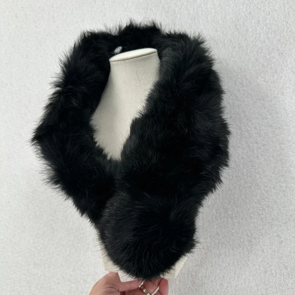 VTG‎ 1960s Adjustable Fur Collar Scarf Black One Size Beautiful Soft Old Money